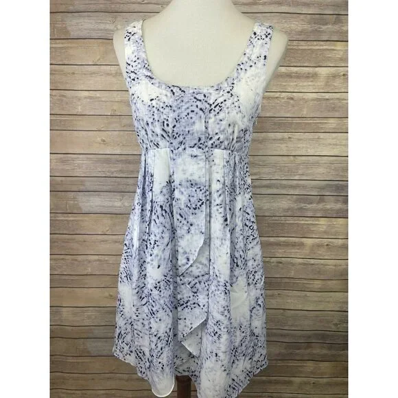 Jessica Simpson Size 4 Dress Blue White Pleated Lined Size Zip Faux Wrap Style - Picture 1 of 11